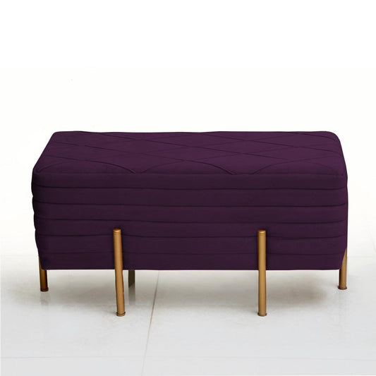 2 Seater Luxury Pleated Wooden Stool With Steel Stand-848 - 92Bedding