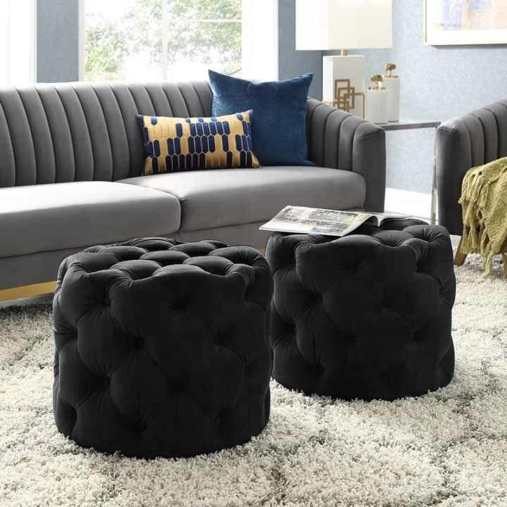 Living Room Velvet Ottoman Stool-672 - 92Bedding