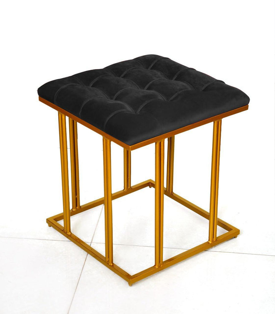 Luxury Velvet Square Stool With Steel Stand -905 - 92Bedding