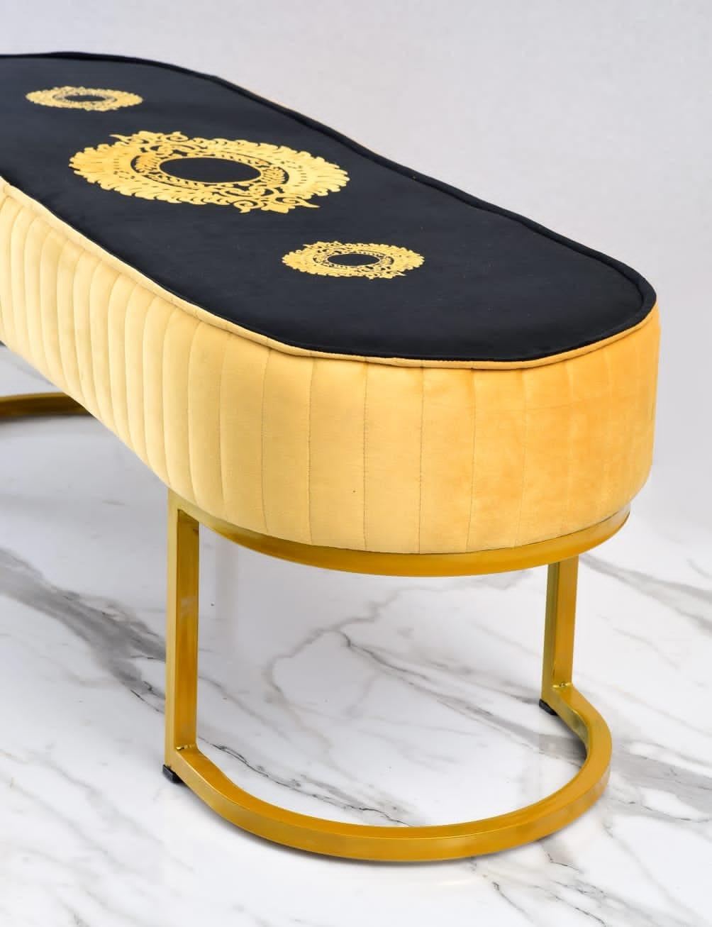 3 Seater Luxury Embroidered Stool With Steel Stand -1163 - 92Bedding