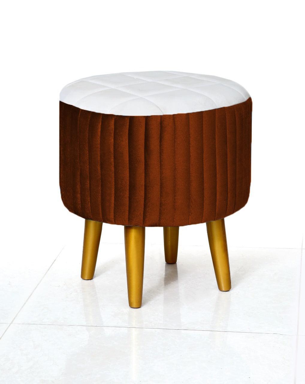 Wooden Velvet stool round shape-876 - 92Bedding