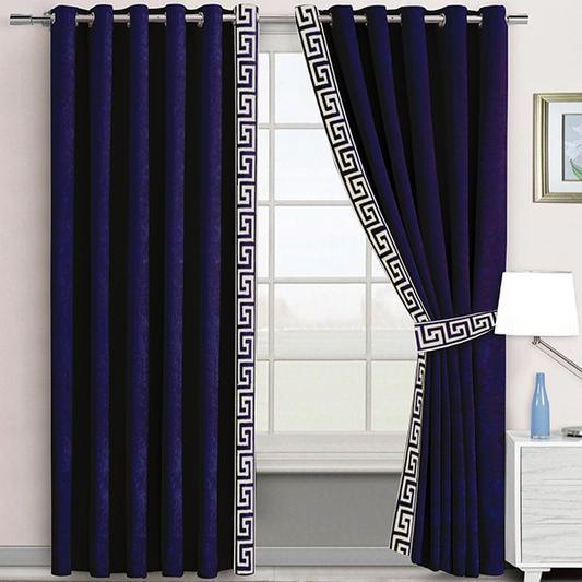 2 Pc's Luxury Velvet Embroidered Curtains With 2 Belts 16 - 92Bedding