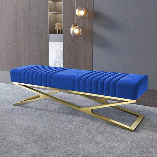 Modern Velvet Upholstered Ottoman Bench in Gold -798 - 92Bedding