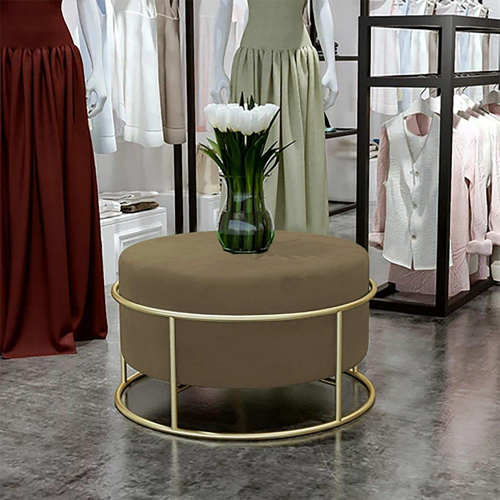 Luxury Wooden Round stool With Steel Stand -302 - 92Bedding
