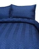 3 Pcs Satin Stripe Luxury Bedspread Navy - 92Bedding