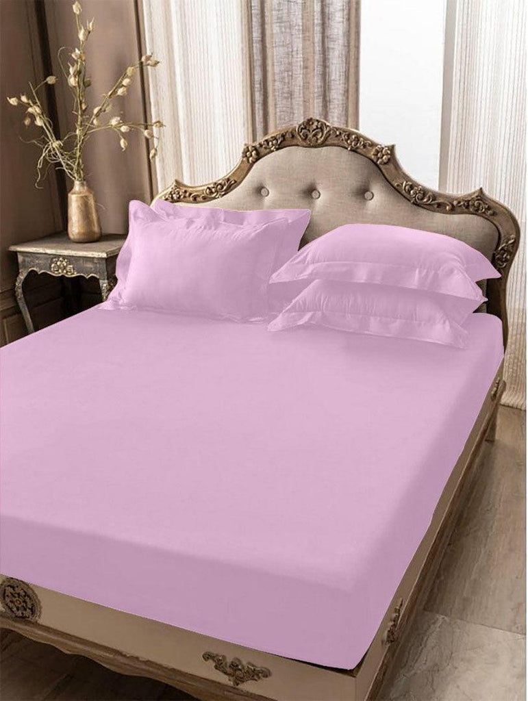5 PCs Fitted Sheet Baby pink with Pillow cover - 92Bedding