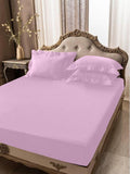 5 PCs Fitted Sheet Baby pink with Pillow cover - 92Bedding