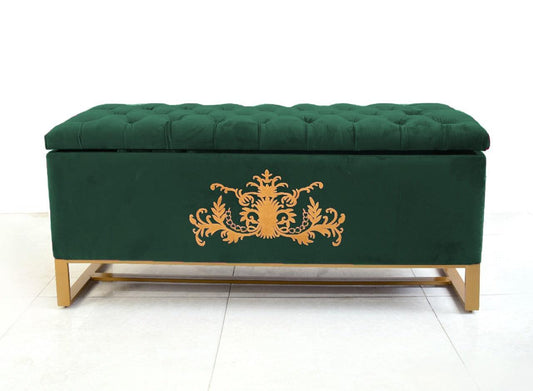 3 Seater Ottoman Storage Box With Embroidery-916 - 92Bedding