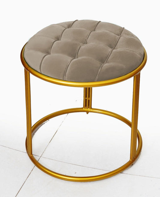 Luxury Velvet Round Stool With Steel Stand -898 - 92Bedding