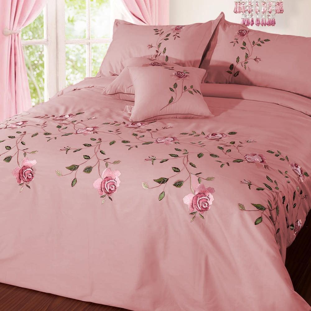 Ruzzana Flower Duvet Set 6 Pc's Tea Pink - 92Bedding