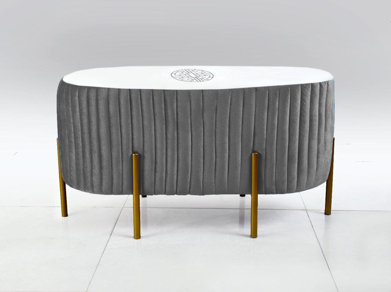 2 SEATER LUXURY EMBROIDERED VELVET STOOL WITH STEEL STAND-889 - 92Bedding