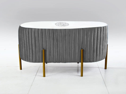 2 SEATER LUXURY EMBROIDERED VELVET STOOL WITH STEEL STAND-889 - 92Bedding