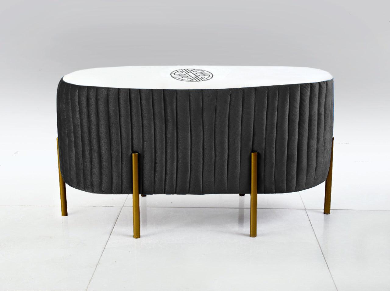 2 SEATER LUXURY EMBROIDERED VELVET STOOL WITH STEEL STAND-890 - 92Bedding