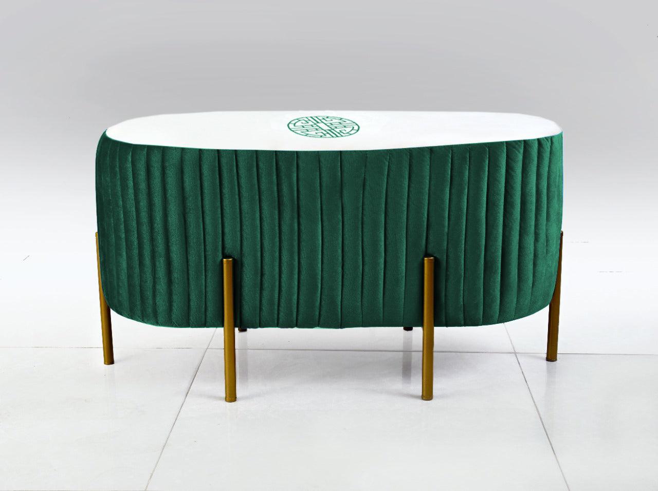 2 SEATER LUXURY EMBROIDERED VELVET STOOL WITH STEEL STAND-892 - 92Bedding