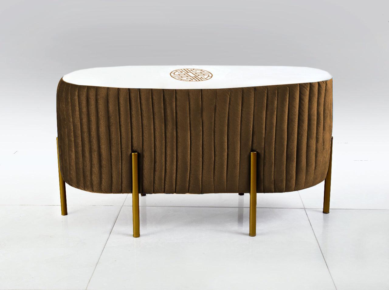 2 SEATER LUXURY EMBROIDERED VELVET STOOL WITH STEEL STAND-894 - 92Bedding