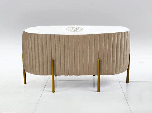 2 SEATER LUXURY EMBROIDERED VELVET STOOL WITH STEEL STAND-895 - 92Bedding