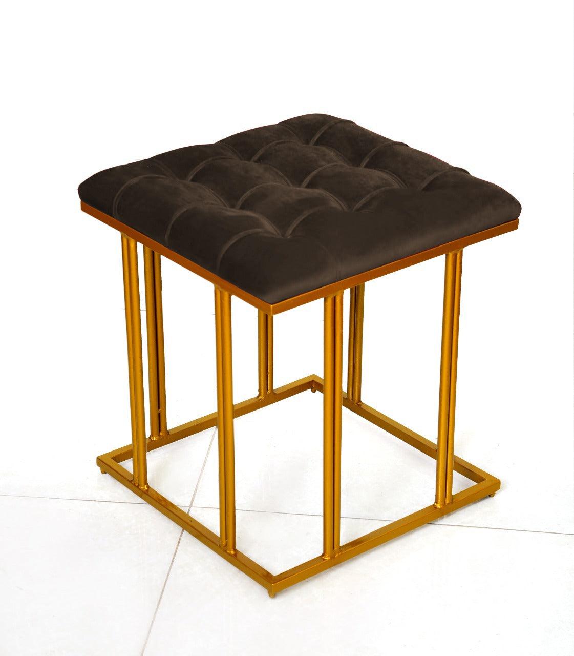 Luxury Velvet Square Stool With Steel Stand -906 - 92Bedding