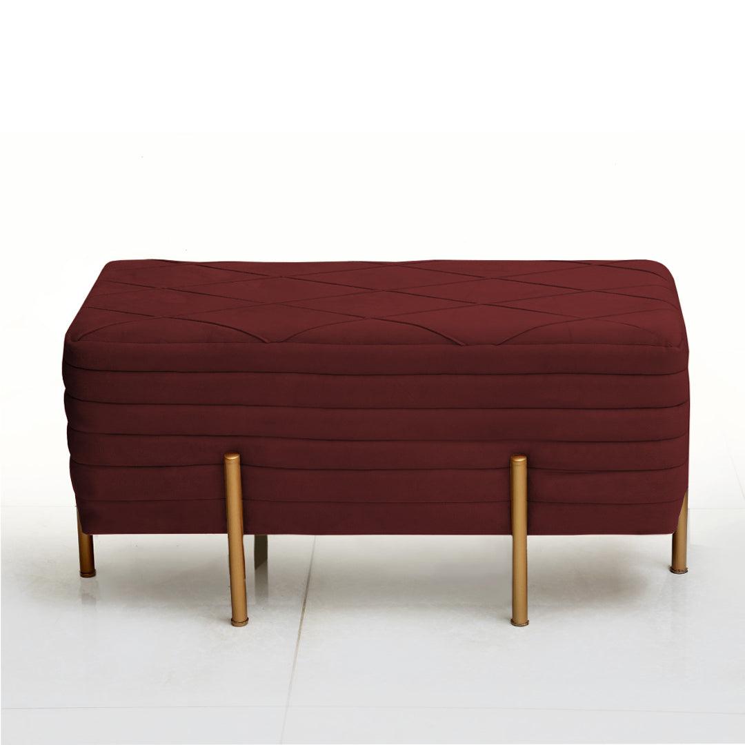 2 Seater Luxury Pleated Wooden Stool With Steel Stand-850 - 92Bedding
