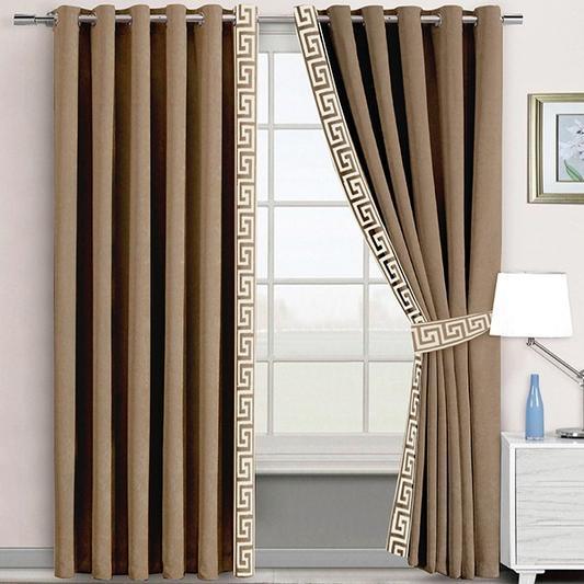 2 Pc's Luxury Velvet Embroidered Curtains With 2 Belts 17 - 92Bedding