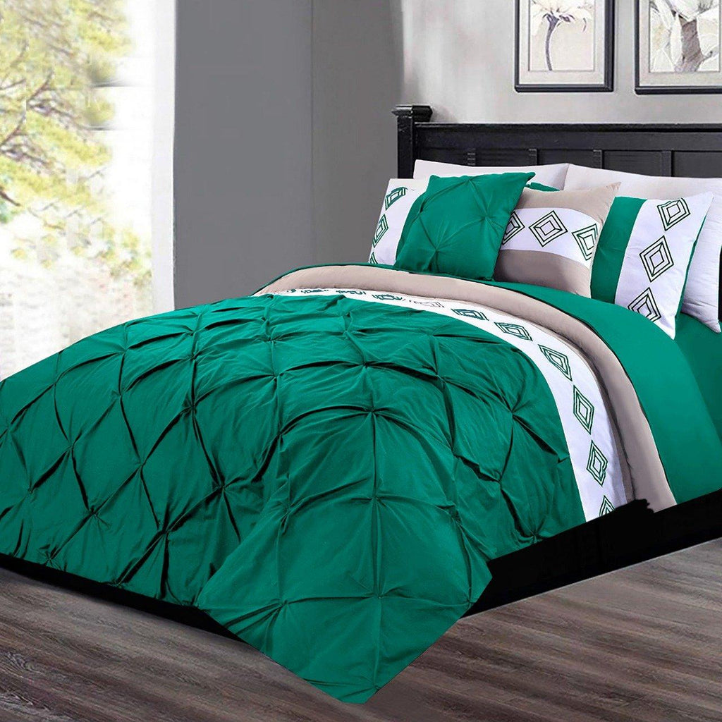 8 Pc's Luxury Embroidered Bedspread Parrot With Light Filling - 92Bedding