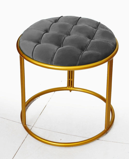 Luxury Velvet Round Stool With Steel Stand -891 - 92Bedding