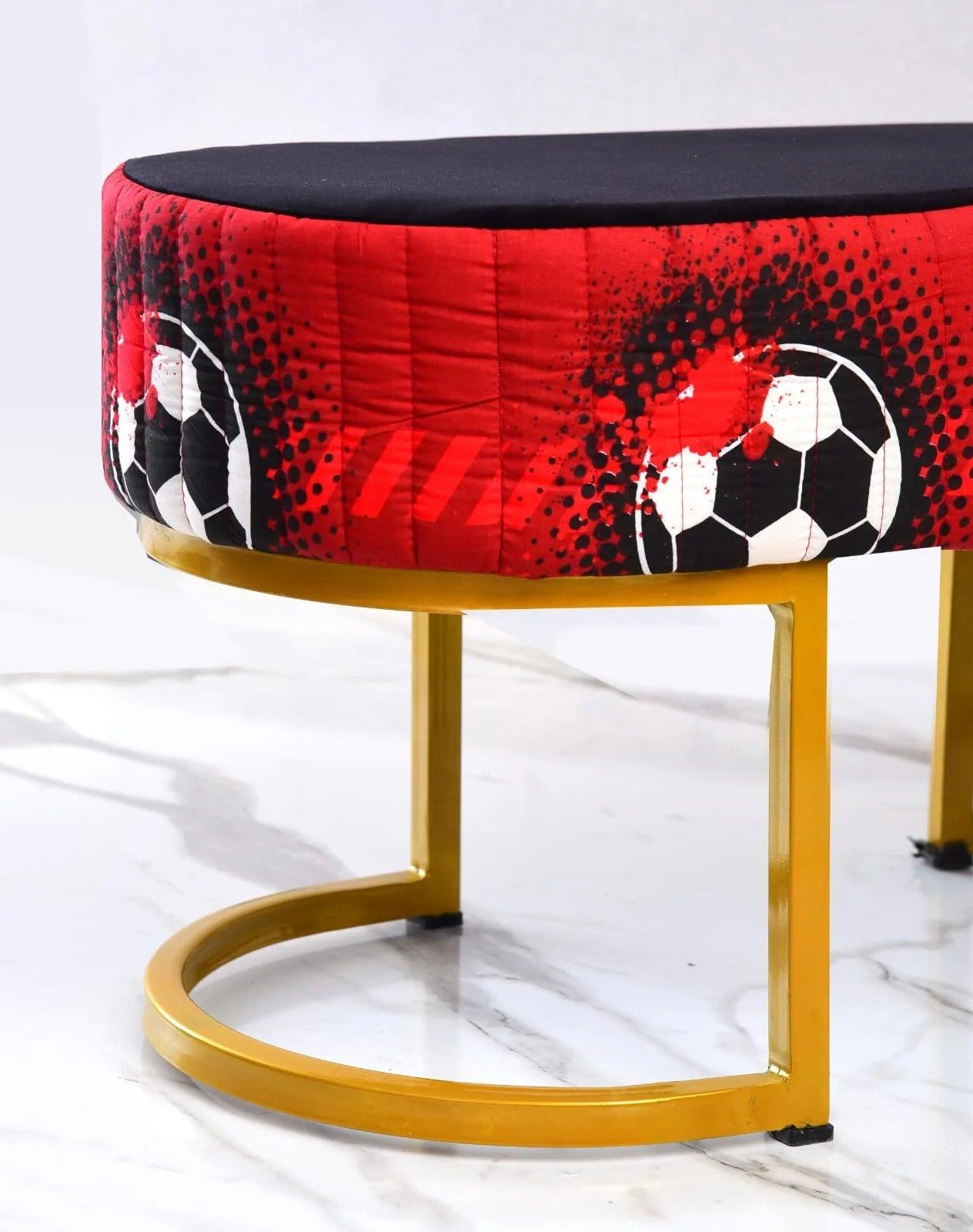 2 Seater Luxury Printed Stool With Steel Stand -1165 - 92Bedding