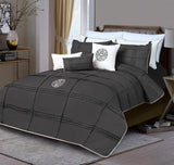 9 Pc's Pleated Embroidered & Corded Duvet Dark Grey - 92Bedding