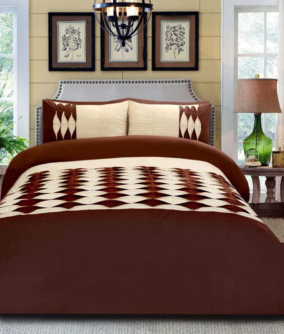 6 Pcs Pleated Duvet set Brown & Beige - 92Bedding