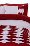 6 Pcs Pleated Duvet set Red & White - 92Bedding