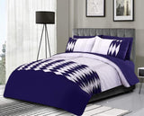 6 Pcs Pleated Duvet set Navy & White - 92Bedding