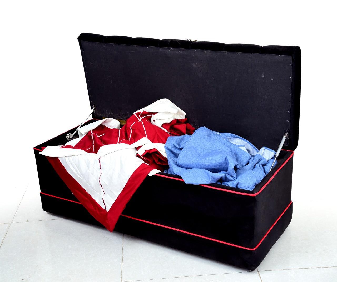 Luxury 3 Seater Velvet Ottoman Storage Box -956 - 92Bedding