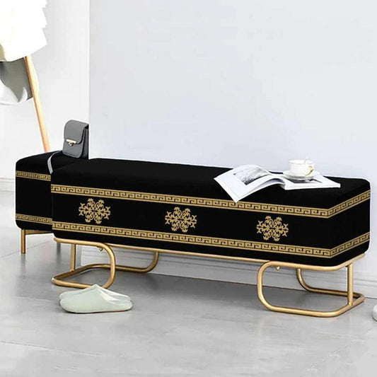 3 Seater Luxury Wooden Stool With Steel Stand- 830 - 92Bedding