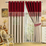 2 Pc's Luxury Velvet Embroidered Curtains Double Shaded With 2 Belts 38 - 92Bedding