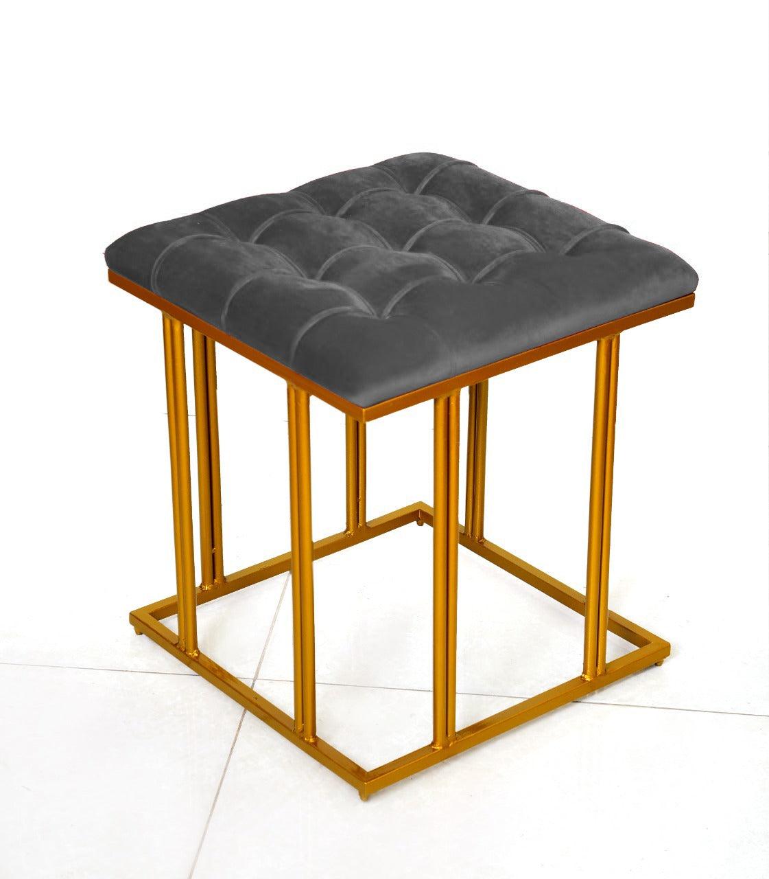 Luxury Velvet Square Stool With Steel Stand -910 - 92Bedding