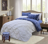 6 PC's Printed Diamond Pintuck Duvet Set - 92Bedding