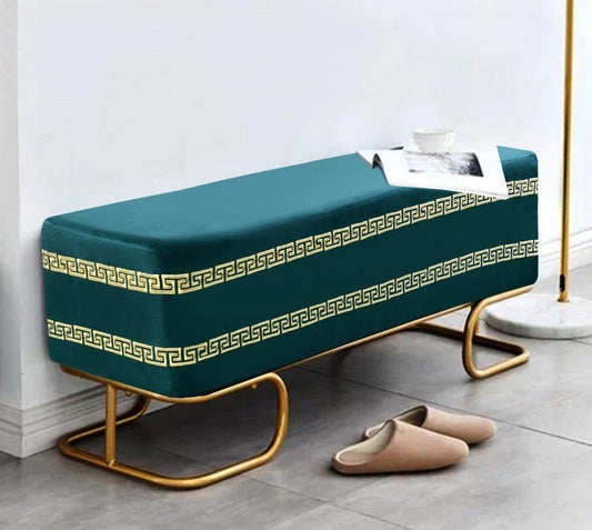 3 Seater Luxury Embroidered Wooden Stool With Steel Stand -716 - 92Bedding