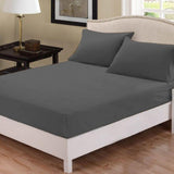 3 PCs Fitted Sheet Charcoal Grey with Pillow cover - 92Bedding