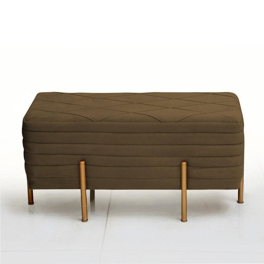 2 Seater Luxury Pleated Wooden Stool With Steel Stand-851 - 92Bedding