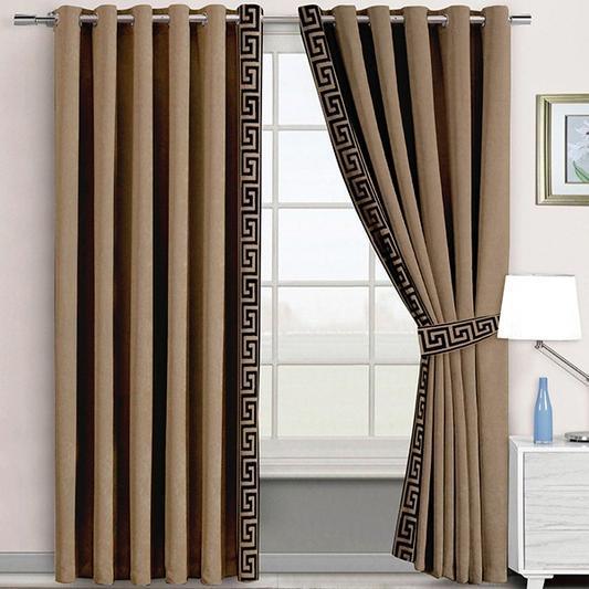 2 Pc's Luxury Velvet Embroidered Curtains With 2 Belts 18 - 92Bedding