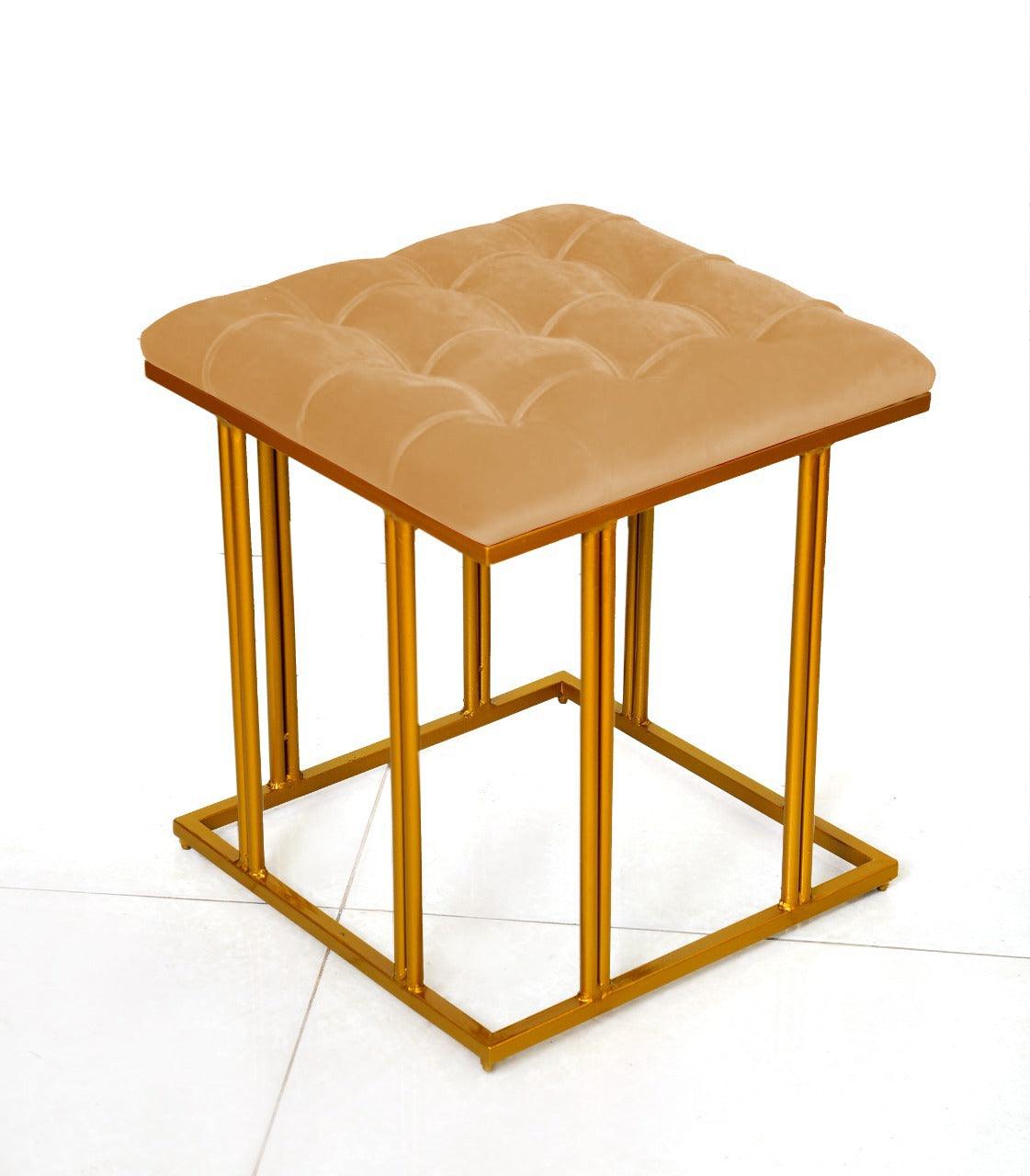 Luxury Velvet Square Stool With Steel Stand -902 - 92Bedding