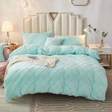 8 Pc's Velvet Cross Pleated Duvet Set - Ferozi - 92Bedding