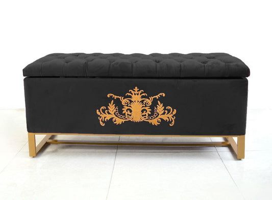 3 Seater Ottoman Storage Box With Embroidery-920 - 92Bedding