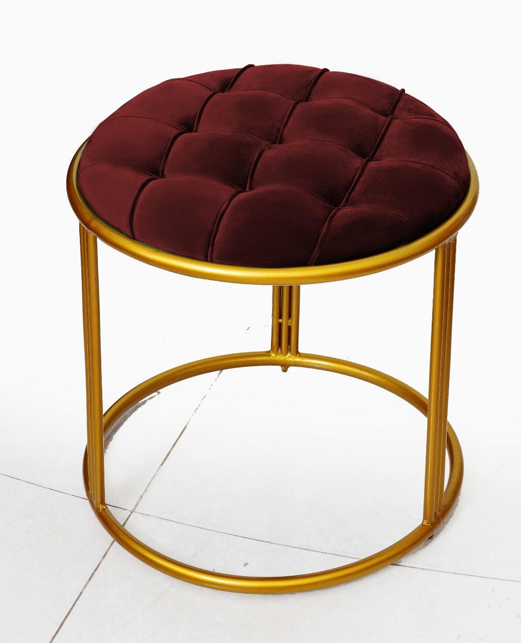 Luxury Velvet Round Stool With Steel Stand -894 - 92Bedding