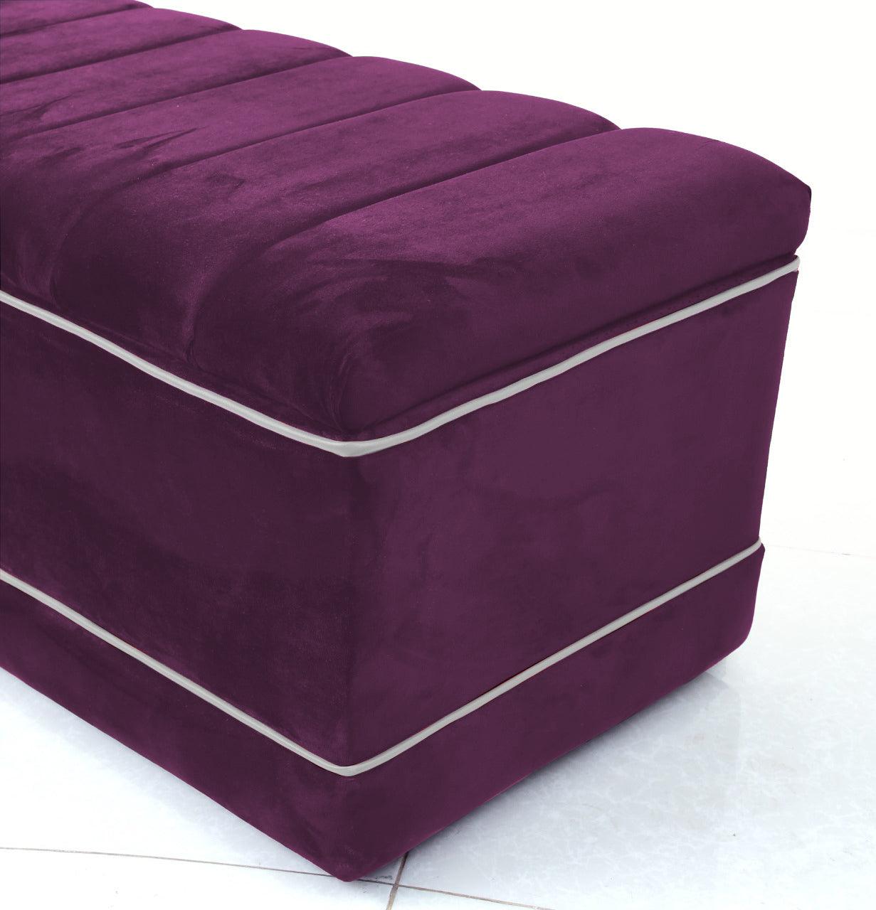 Luxury 3 Seater Velvet Ottoman Storage Box -958 - 92Bedding