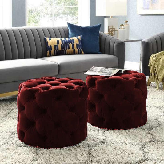 Living Room Velvet Ottoman Stool-676 - 92Bedding