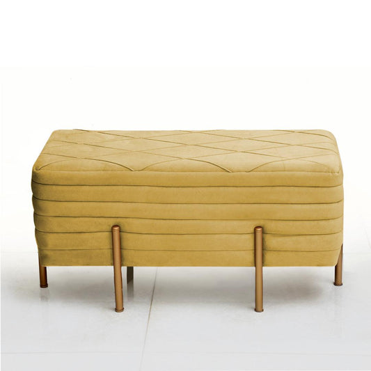 2 Seater Luxury Pleated Wooden Stool With Steel Stand-852 - 92Bedding