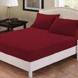 Fitted Sheet Rich Cotton Maroon With Pillow Cover - 92Bedding