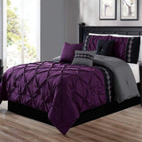 8 Pcs Pintuck Embroidered Duvet Set - Purple - 92Bedding