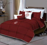 9 Pc's Pleated Embroidered & Corded Duvet Red - 92Bedding