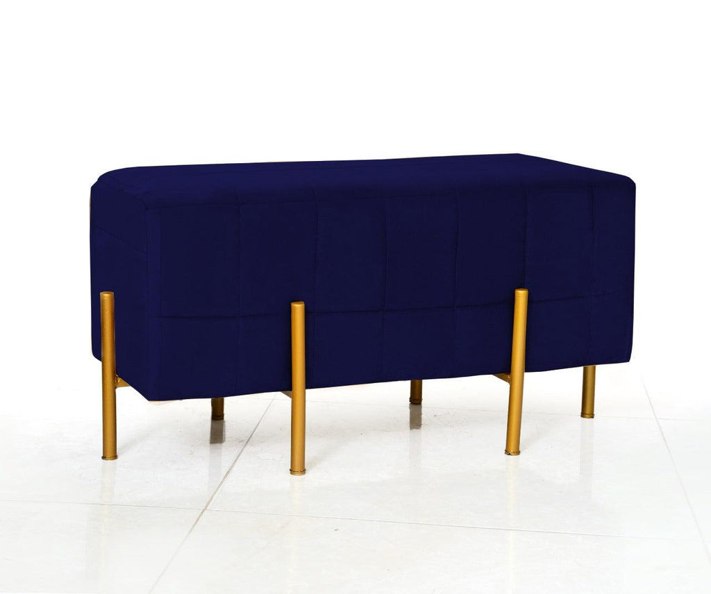 2 Seater Luxury Velvet Wooden Stool With Steel Stand-879 - 92Bedding